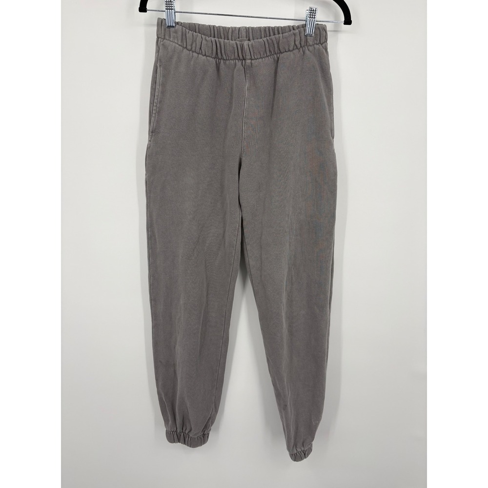 Comfort Wash Sweatpants Joggers Grey Elastic Waist Cuffed Bottoms Size M